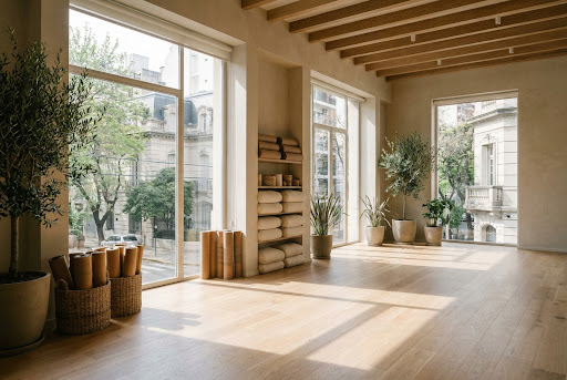 Interior del estudio de yoga